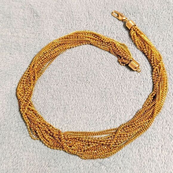 Vintage Multi Chain Goldtone Choker Style Necklace 20" Long - Picture 1 of 9